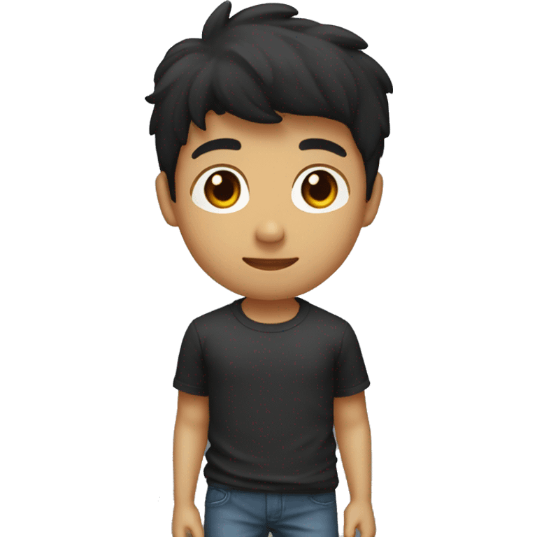 joven con pelo chino negro con playera del barcelona emoji