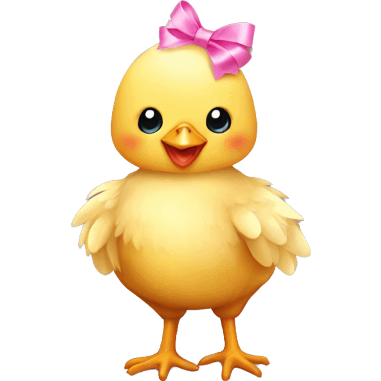 Baby chicken with pink bow emoji