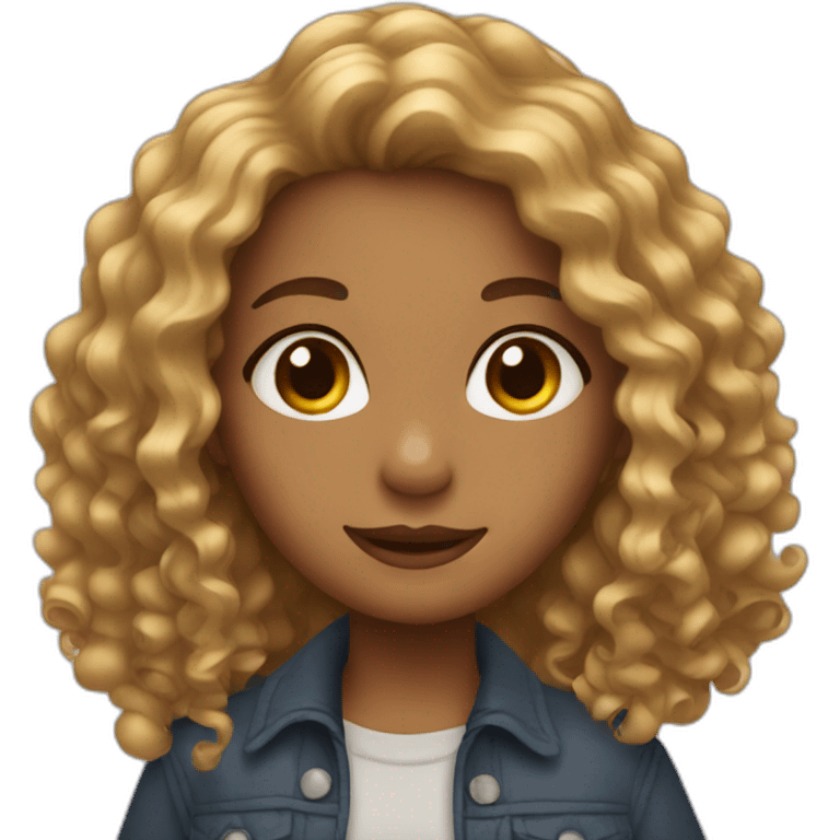 A girl with long curly hair emoji