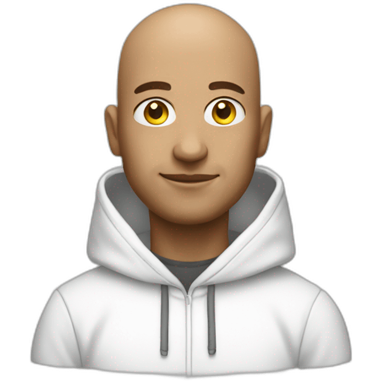 bald developer with white hoodie portrait emoji