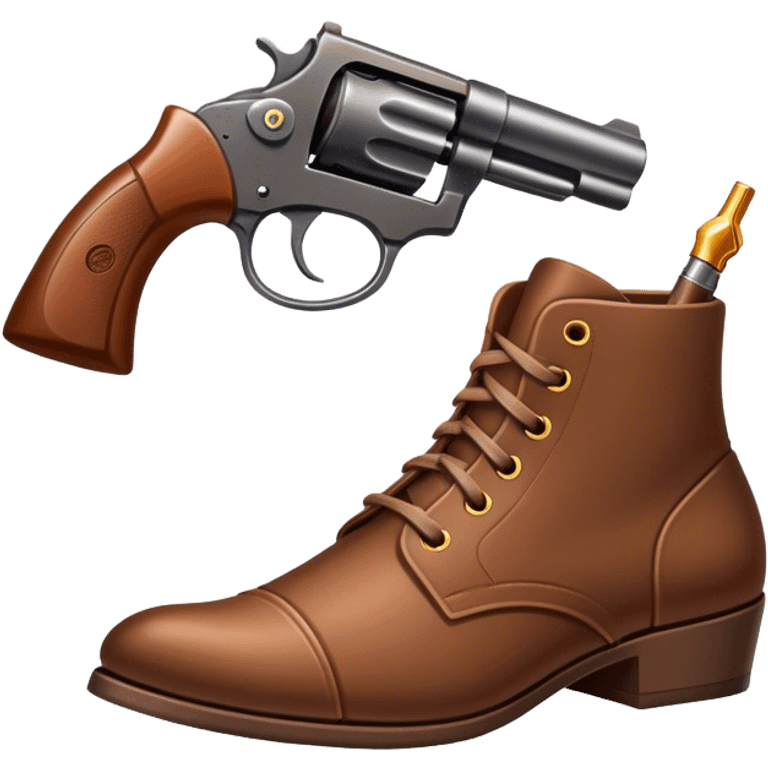 a gun shooting a shoe emoji