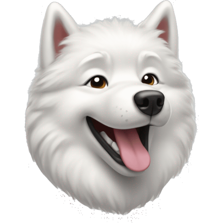 The happy face of a Samoyed husky emoji