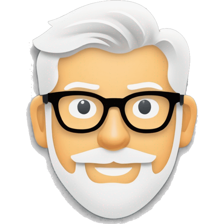 White male, mid 40, with blond / gray hairs. A bit of beard. Glasses. face is oval.  emoji