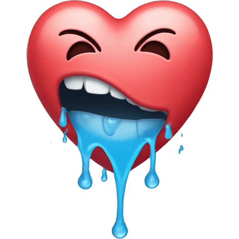 heart face with dripping water out of its mouth emoji