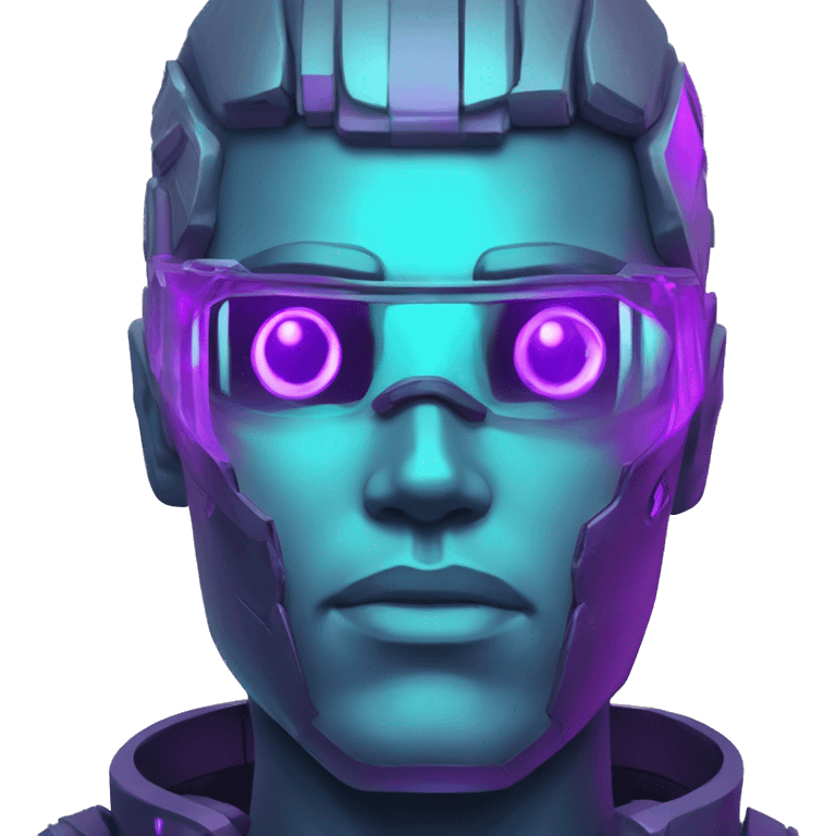 agent, laser eyes, cyberpunk, code, cyan and purple colors, only upper body portrait emoji