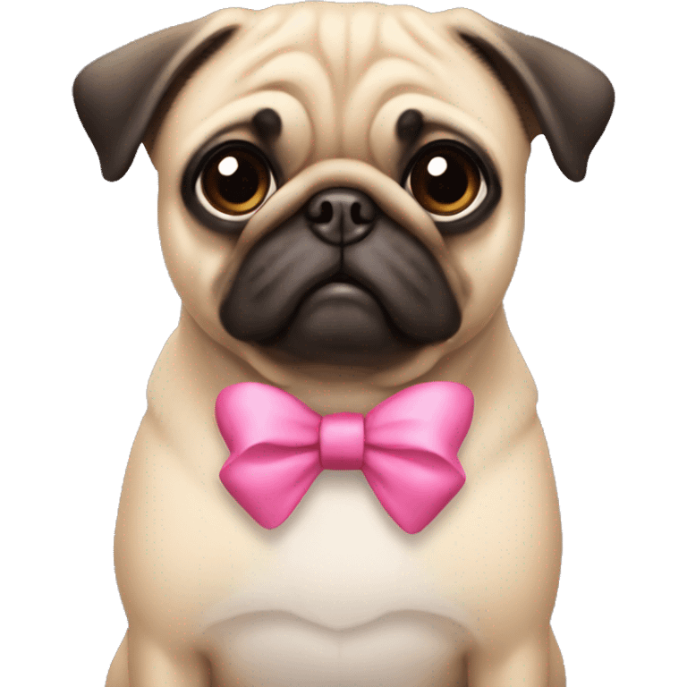 Pug with a pink bow on his head emoji