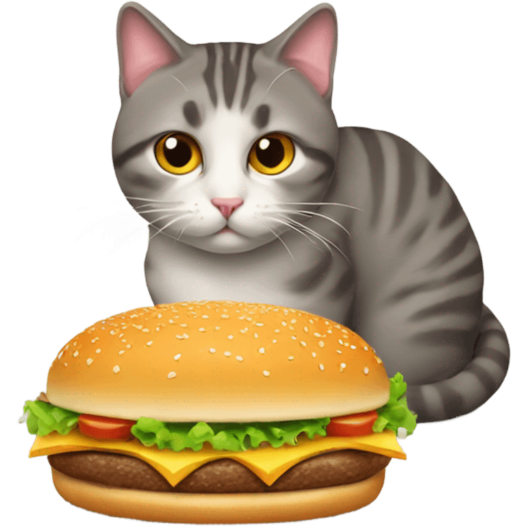 A cat with a hamburger emoji