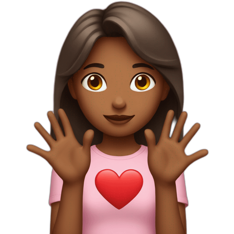 girl is showing heart with her hands emoji