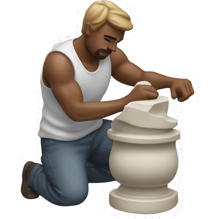 Man sculpting muscolar statue emoji