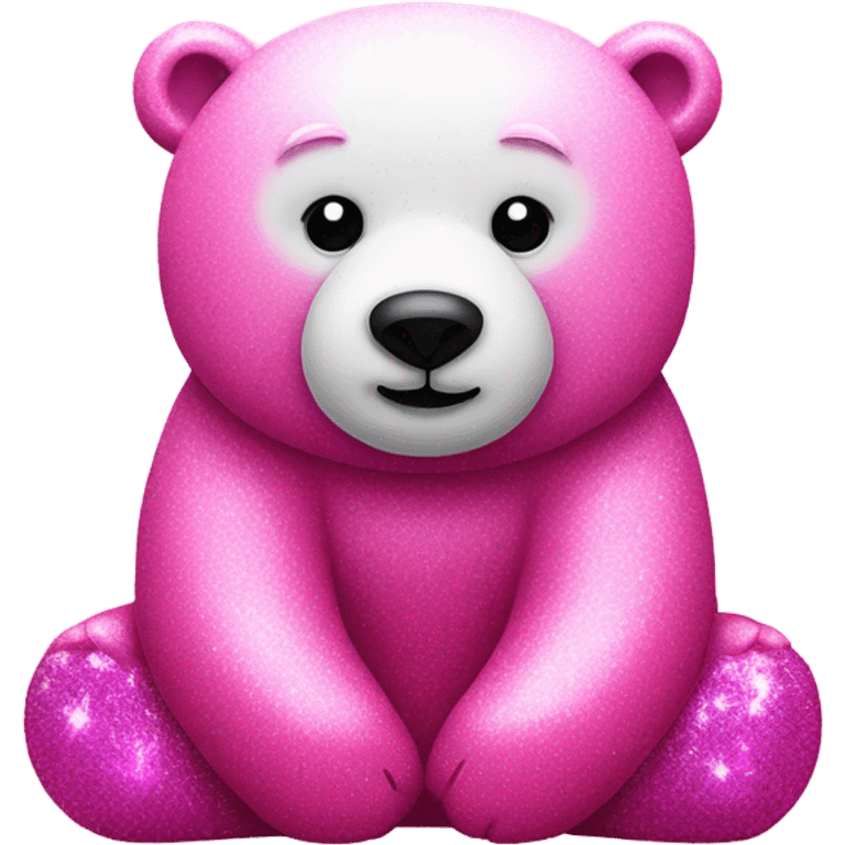 Hot pink polar bear sitting down with glitter emoji