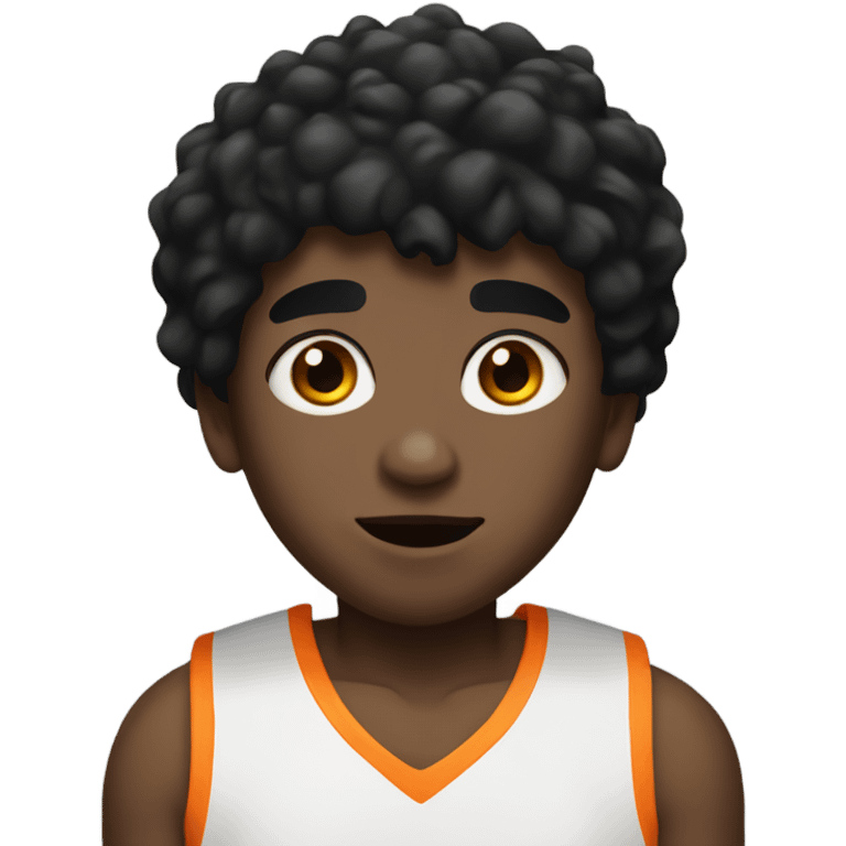 portrait of a boy with black hair with basketball emoji