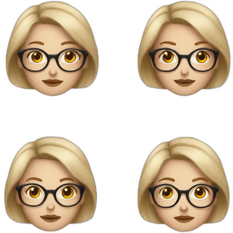 white women, dirty blonde hair, big round glasses emoji