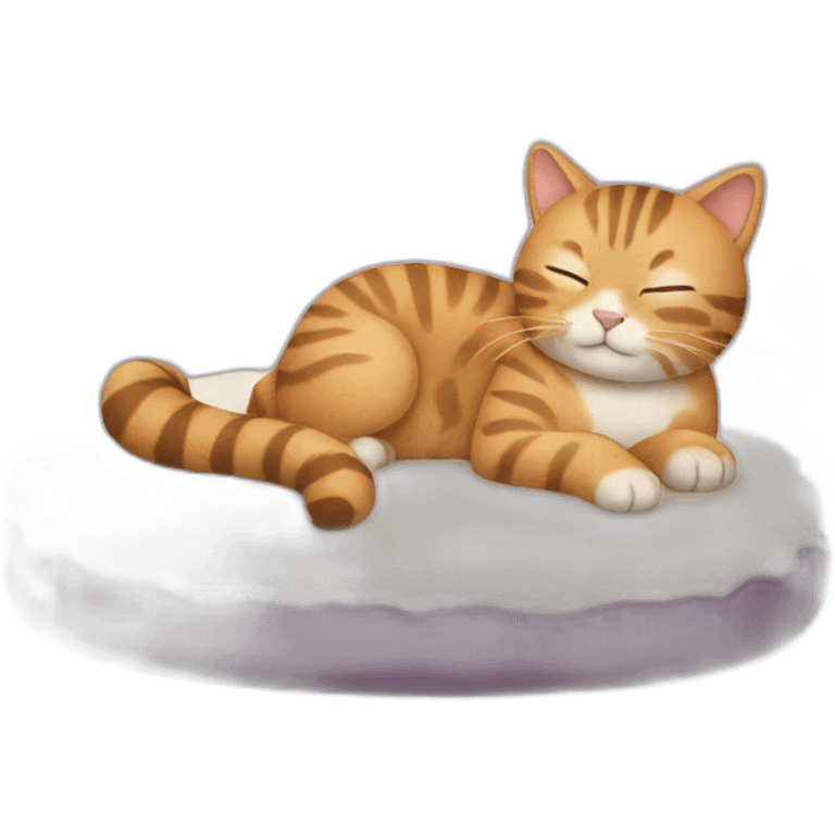 a cat lying on a plush bed sleeping emoji