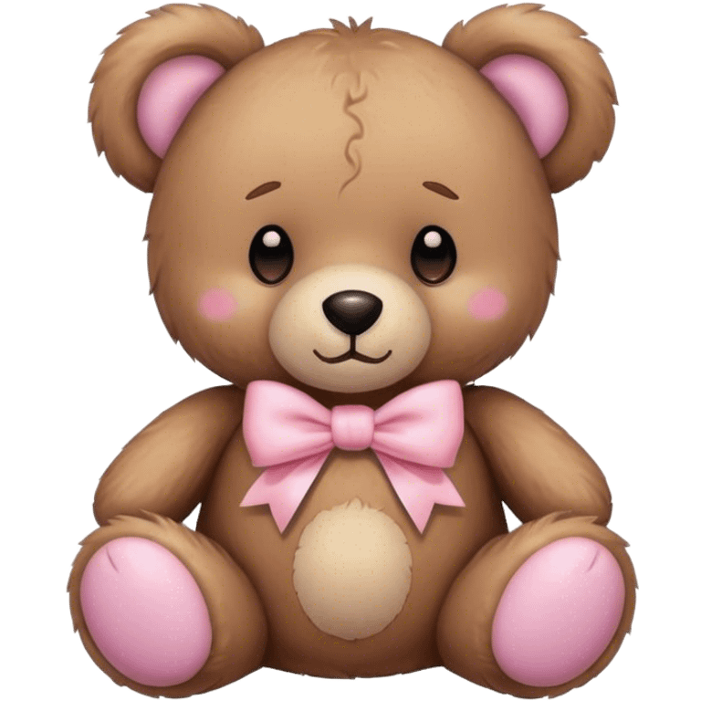 teddy bear with pastel pink bow emoji