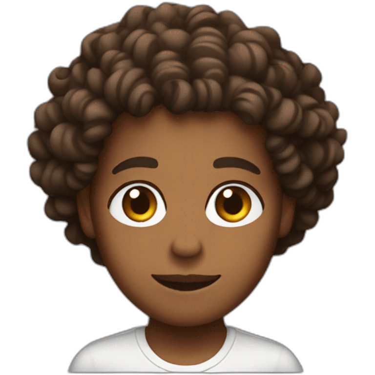 brown skin with curly deejaying emoji