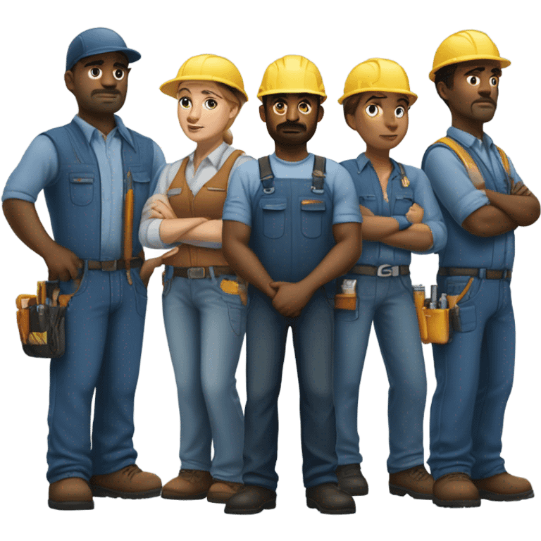 blue collar workers photorealistic serious emoji