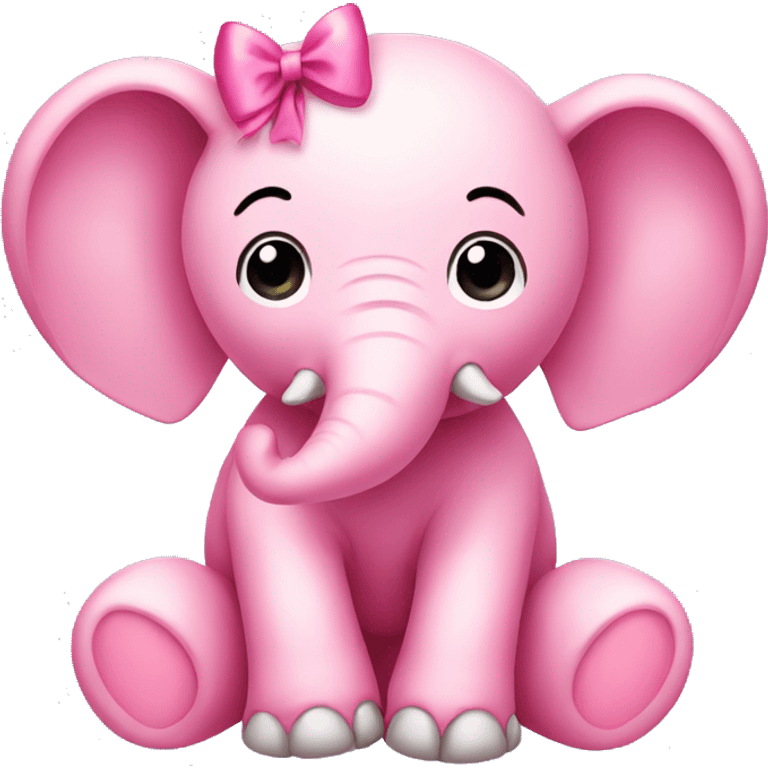 cute pink elephant with bows emoji