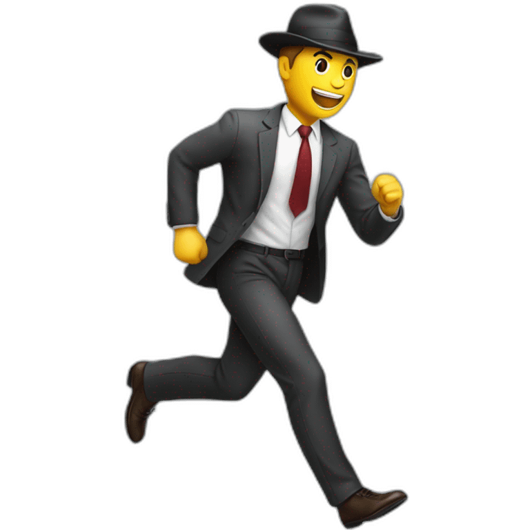 man in business suit and hat running to the left emoji