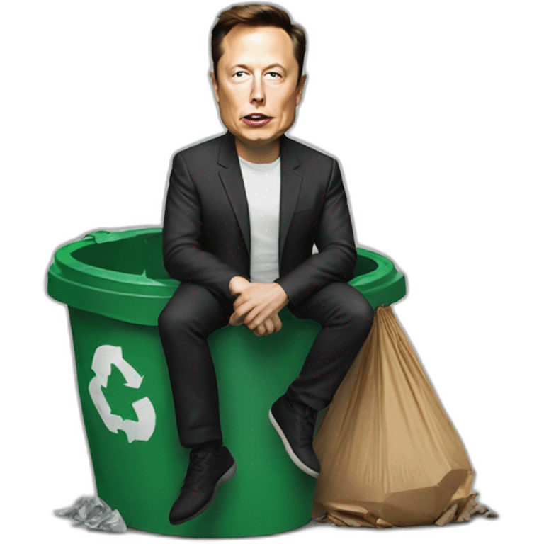 Elon musk in trash emoji