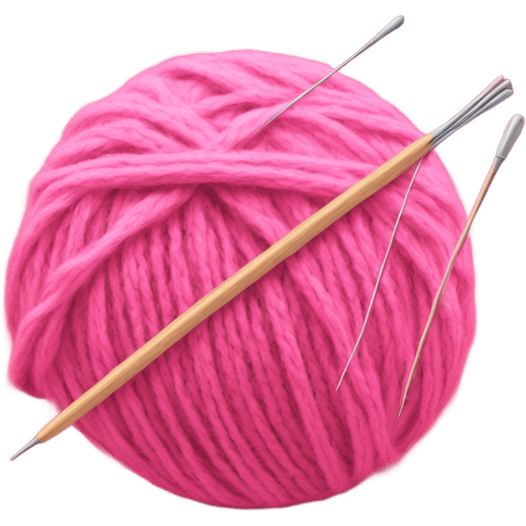 ball of pink yarn with knitting needles emoji