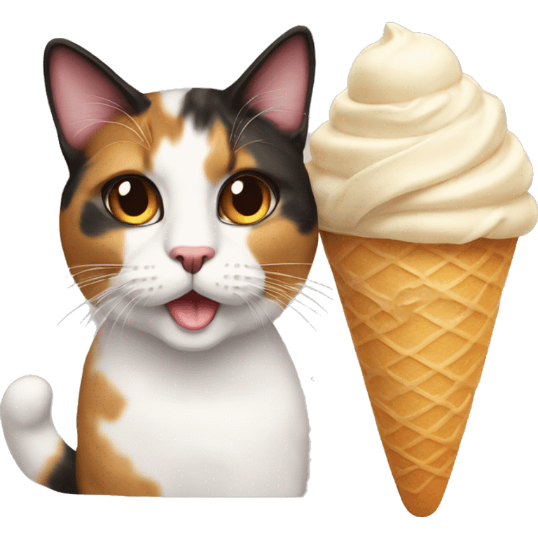 Icecream with calico cat emoji