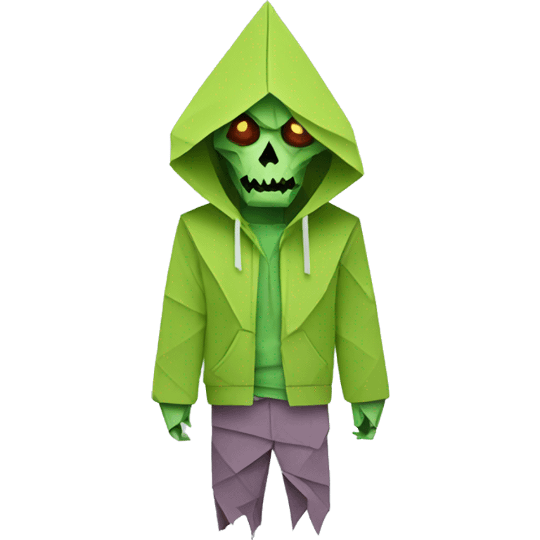 Origami zombie in a hoodie emoji