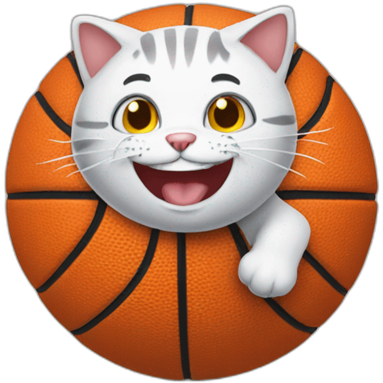 happy cat playing basketball emoji