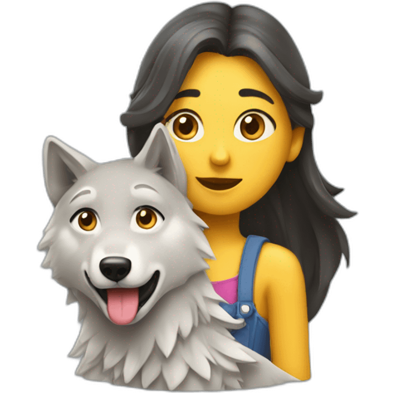 Loup qui embrasse une fille emoji