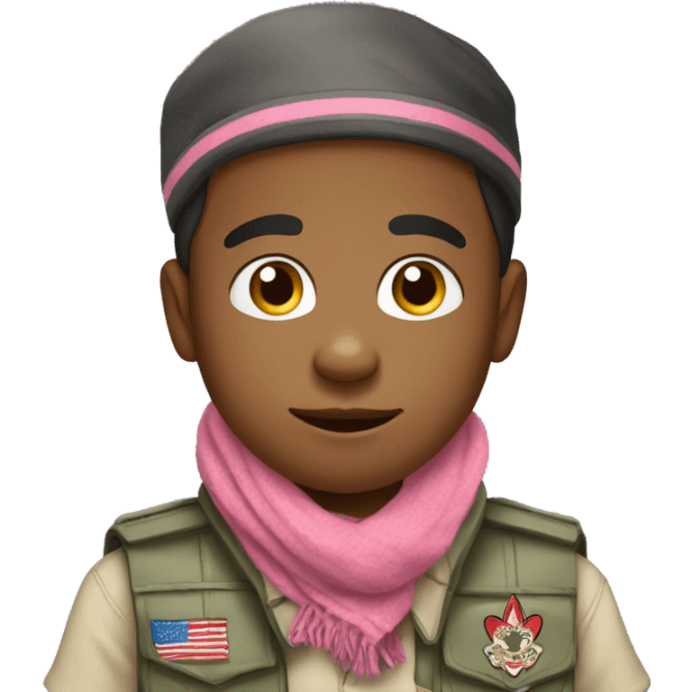 Boy scout from Madagascar with a scarf grey and pink  emoji