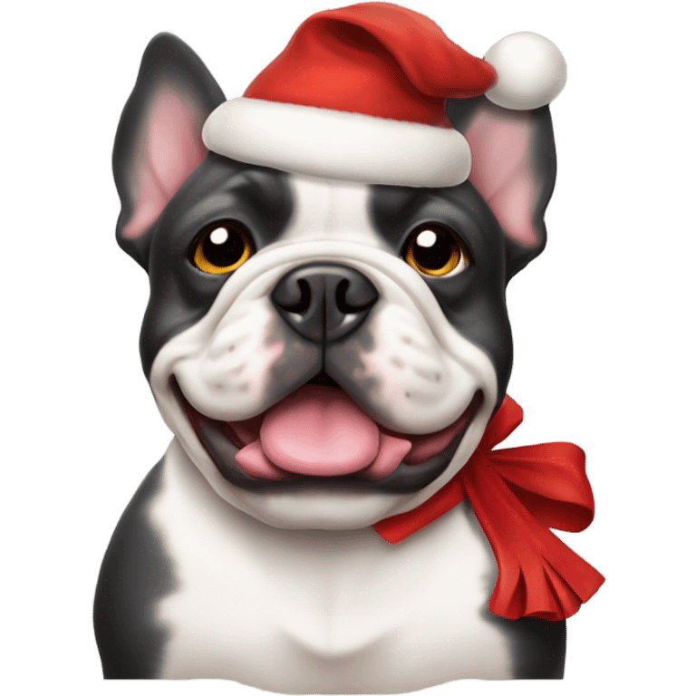 French bull dog dressed for Christmas  emoji