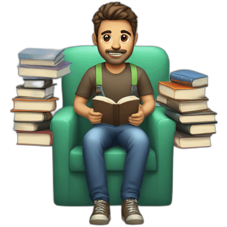 Gamer man with books  emoji