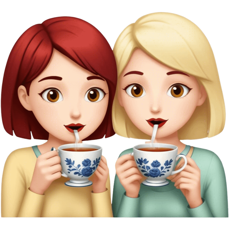 girl friends drinking tea and gossiping emoji