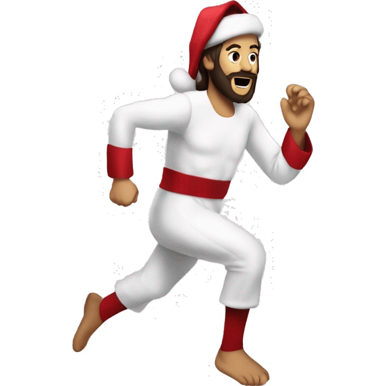 skipping sprint Jesus santa costume emoji