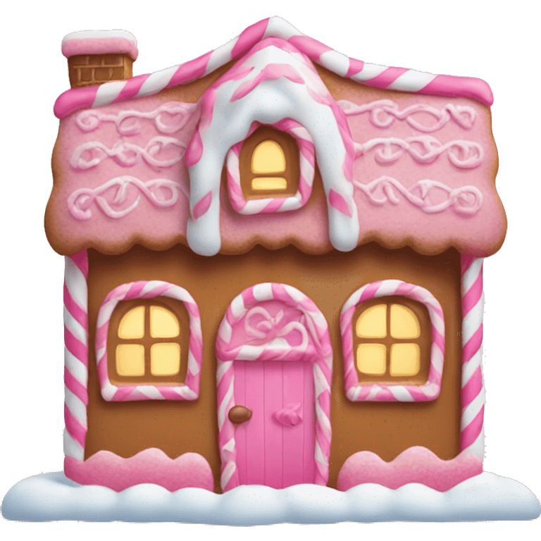 A pink gingerbread house emoji