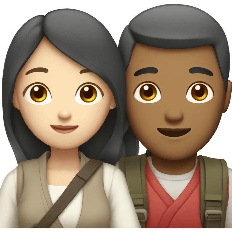 Cute half white half Asian couple traveling Japan  emoji