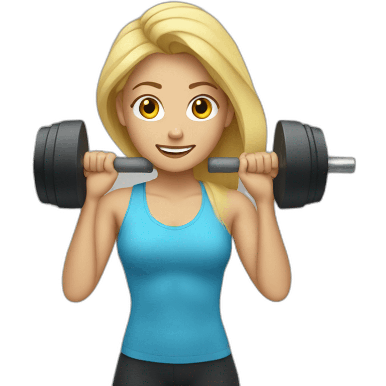 woman blond-haired lifting weights emoji