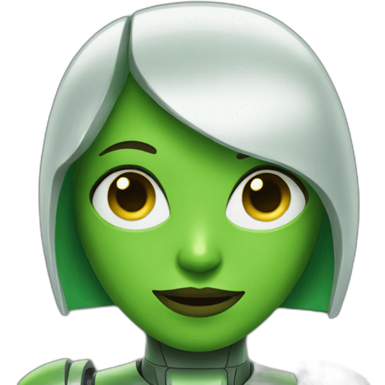 green robot girl emoji