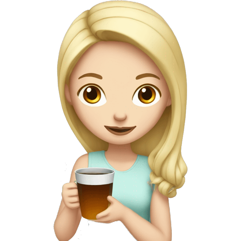 white girl with  drinking tea emoji