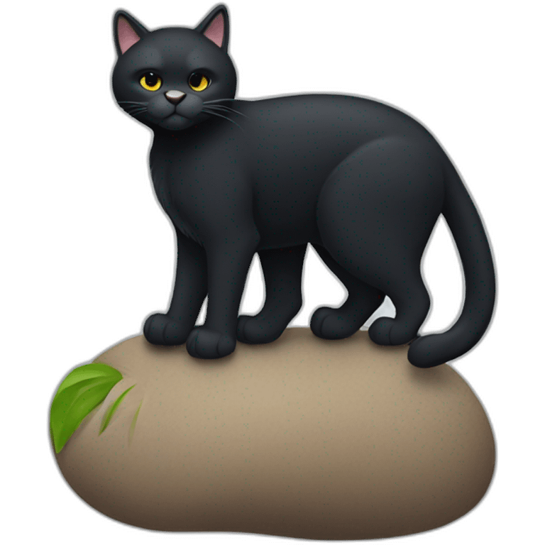 Big black cat with Big foot emoji