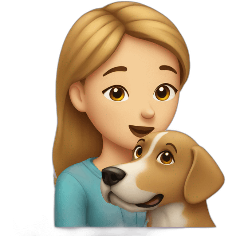 Girl kissing a dog emoji