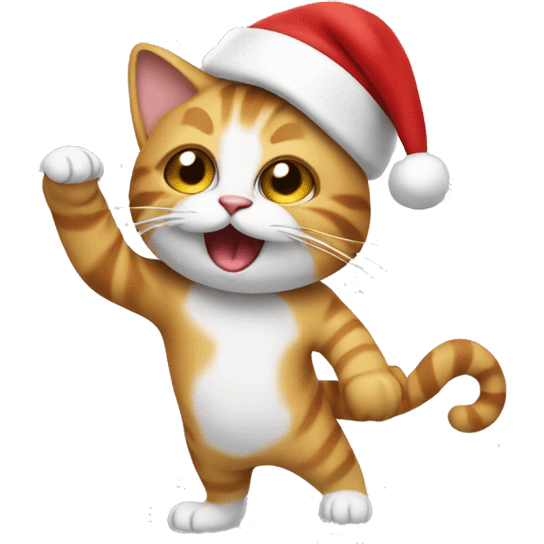 Cat dabbing with a santa hat emoji