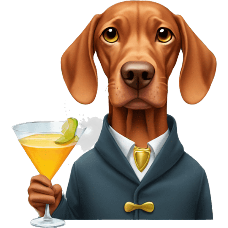 Vizsla holding martini emoji