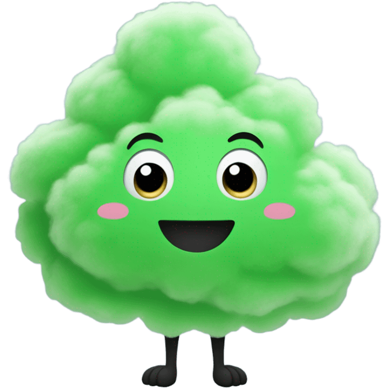 Happy Green Cloud with black arms and legs emoji