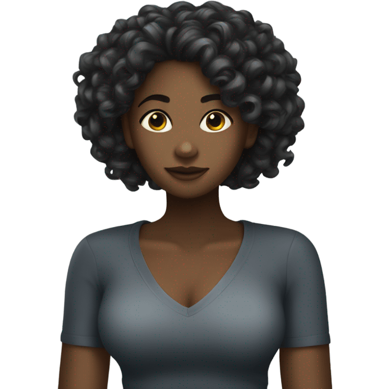 A black girl with coiled hair emoji