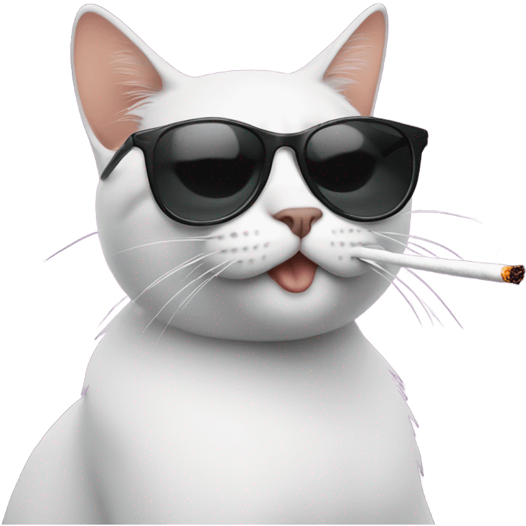 Cat with sunglasses smoking emoji