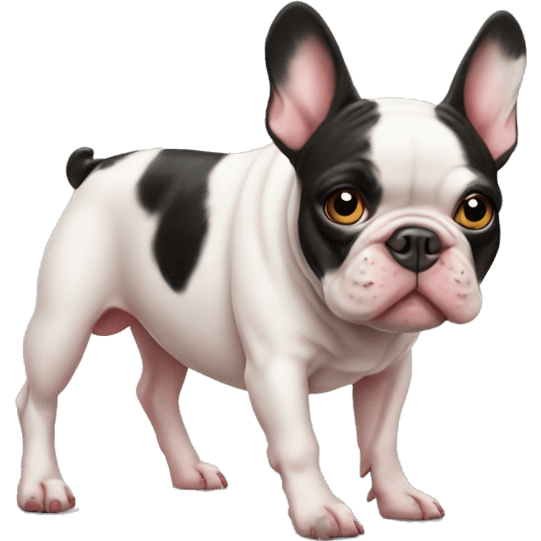 A French bulldog with a pig's heel emoji