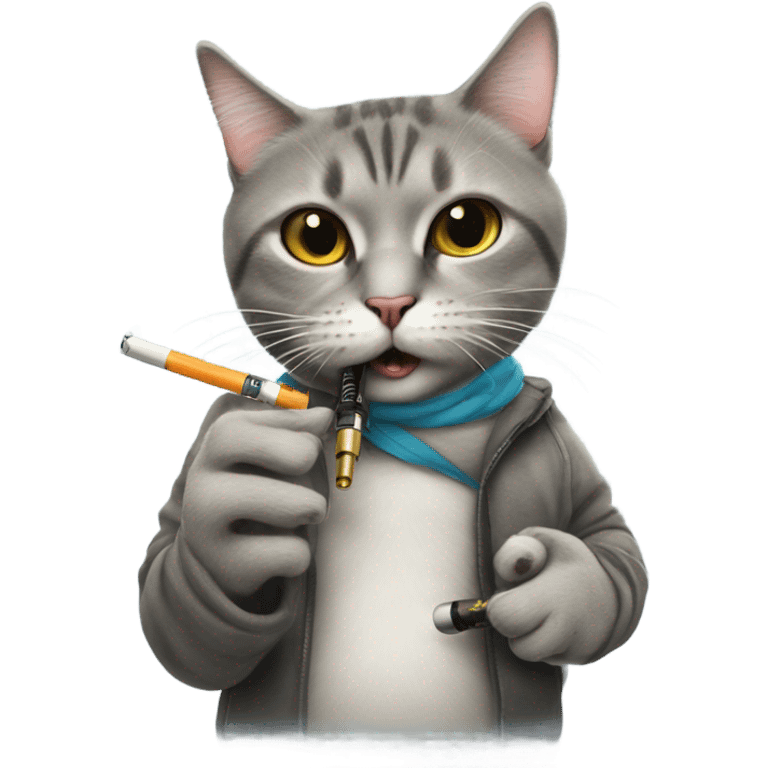 cat hitting a vape pen in mouth emoji