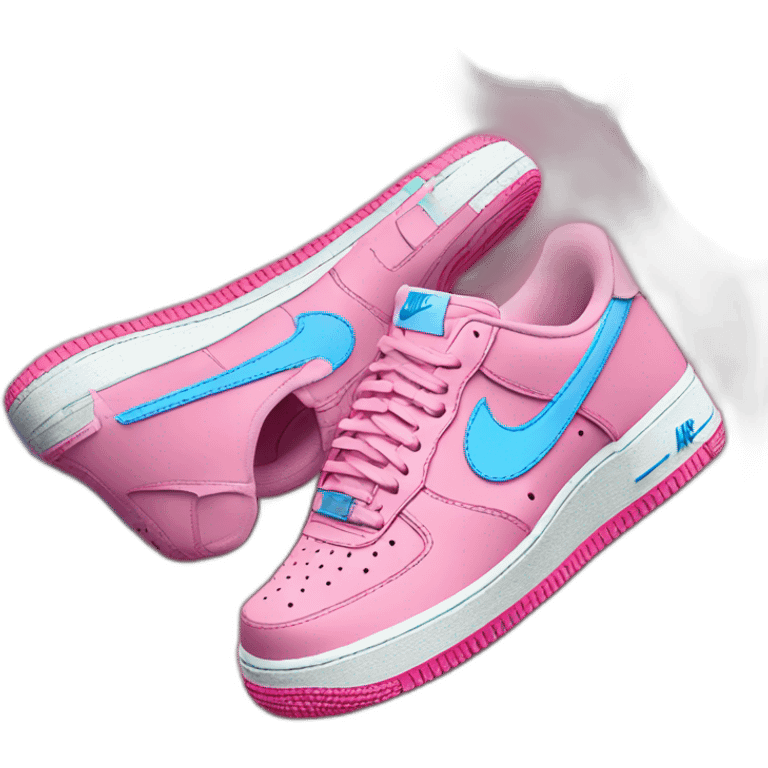 Nike Air Force 1 pink and blue emoji