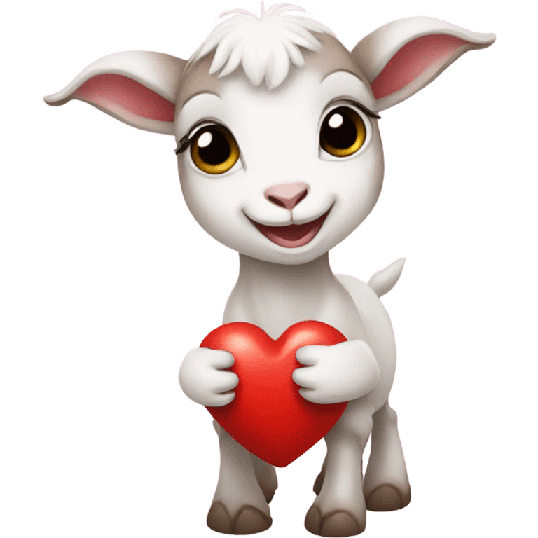 Baby goat holding heart emoji