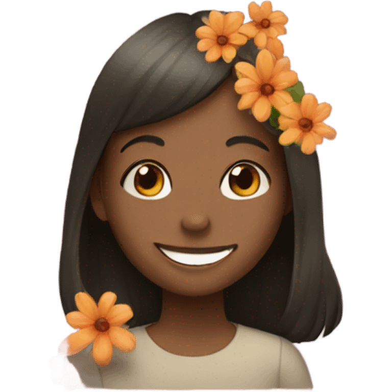 smiling girls with flowers emoji